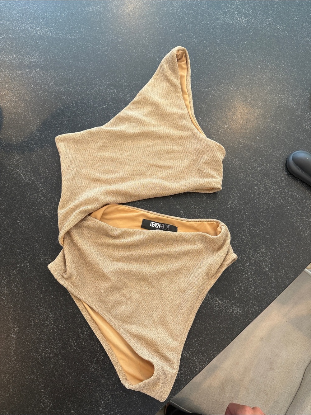 Beach Riot One-Shoulder Bikini Top in Gold